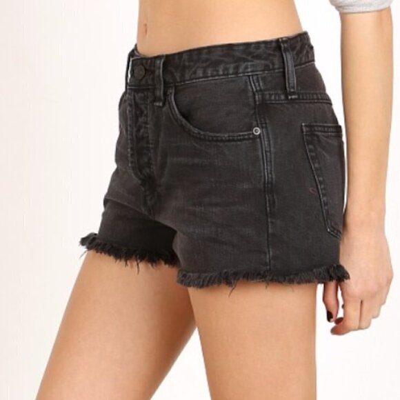 Free People Pants - Free People Denim Uptown Button-fly Black Shorts